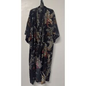 Japanese HAORI Robe DRAGON &‎ BAMBOO Cotton Gold Detail  Rich Colors #3